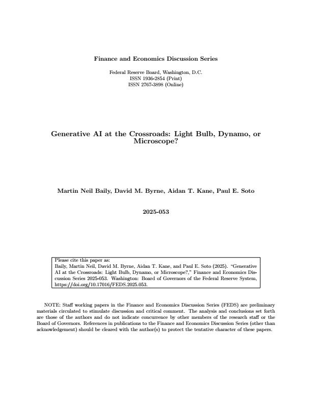 【20556E】【美联储】十字路口的生成型人工智能：灯泡、发电机还是显微镜？2025